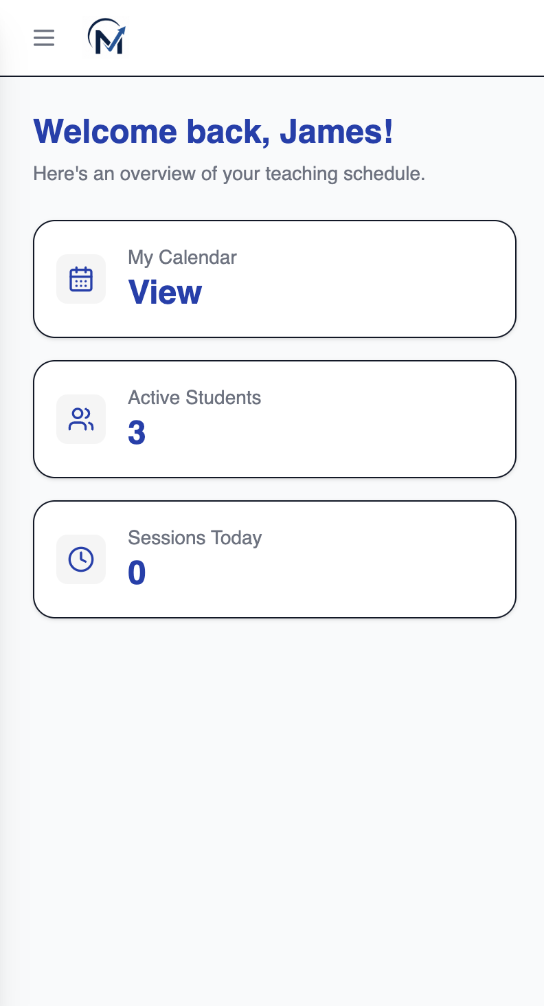 Instructor dashboard on a phone